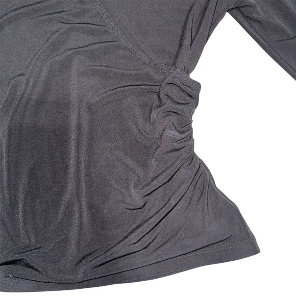 AB Studio Black Ruched Wrap Style Top | Size M - Picture 2 of 7